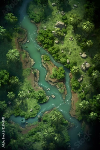 DnD Battlemap extraterrestrial jungle - vibrant tropical forest.