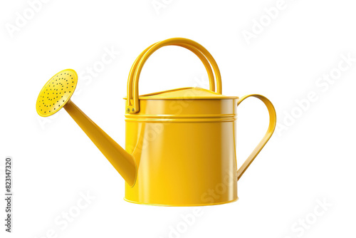 The Golden Glow: A Vibrant Yellow Watering Can With a Matching Lid on Transparent PNG Background.