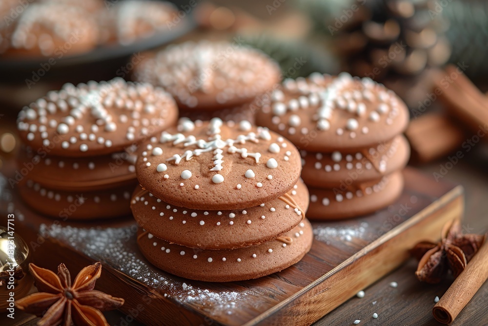 Lebkuchen - Traditional gingerbread cookies with icing and almond decoration. Lebkuchen - Traditional gingerbread cookies with icing and almond decoration.