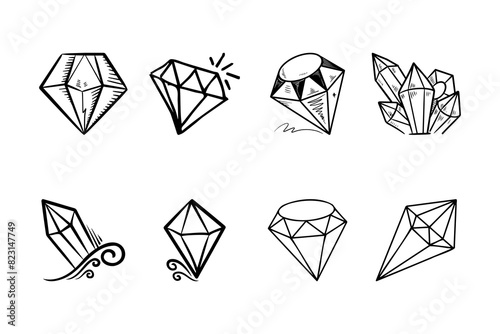 Hand drawn doodle diamond, gems icon.
