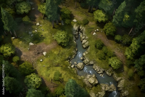 DnD Battlemap Forest clearing battlemap  an intricate path through dense foliage.