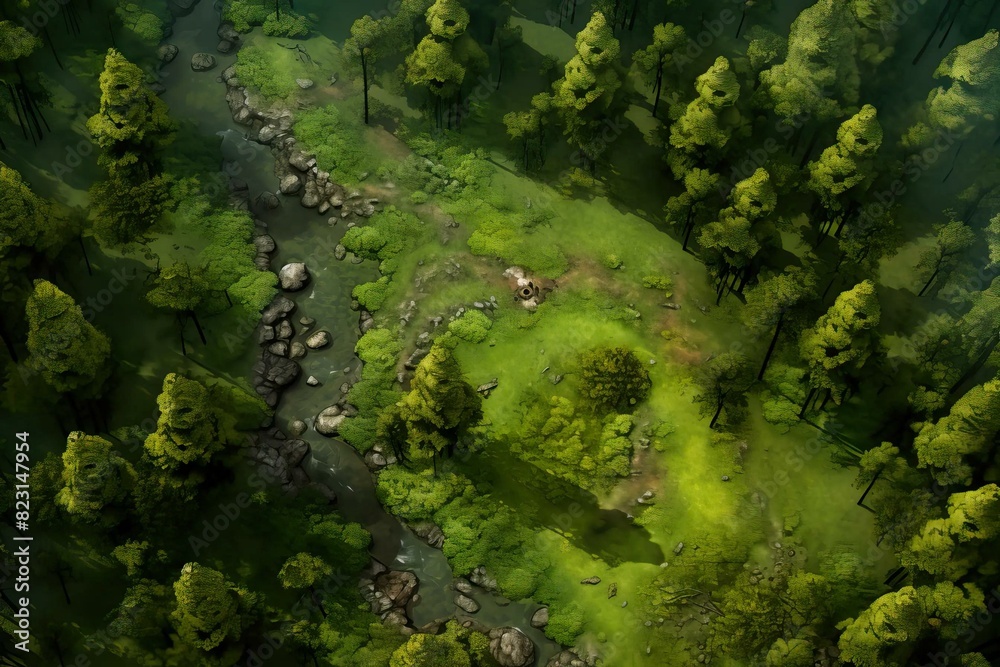 DnD Battlemap Forest clearing battlemap: Fight for control of a strategic clearing.