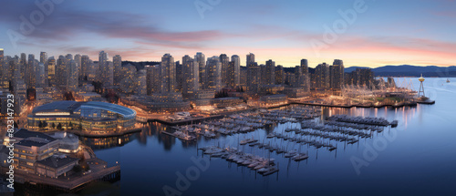 Majestic Sunset Over Bustling Metropolitan Bay