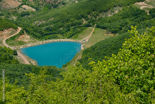 view of the lake in the mountains