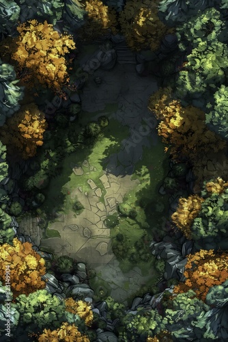 DnD Battlemap Forest Enchanting Breeze - Peaceful woodland stream in autumn.