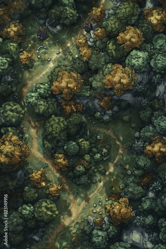 DnD Battlemap Forest within the bewitched breeze - Magical forest scenery. © Fox