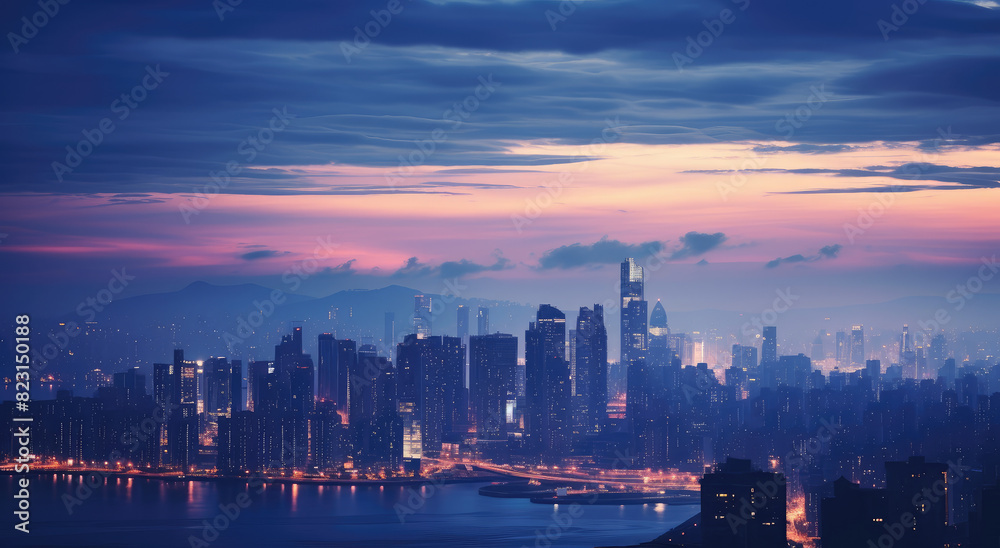 Twilight Serenity over Urban Skyline