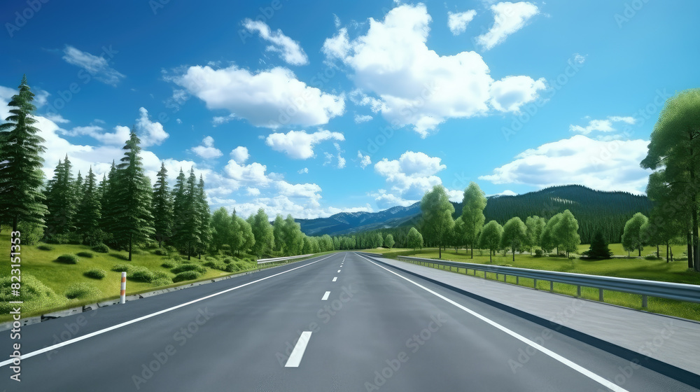Open Road Adventure Through Verdant Landscape Open Road Adventure Through Verdant Landscape