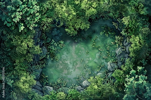 DnD Battlemap Magical Enchanted Forest: Mysterious and captivating woodland scene. © Fox
