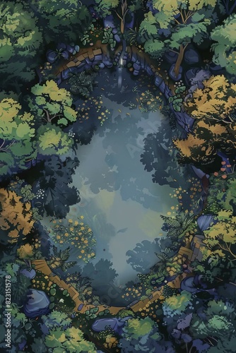 DnD Battlemap Magical Enchanted Forest: Mystical and serene natural setting.