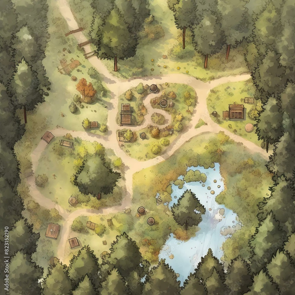 DnD Battlemap Misty Enchanted Grove: Fantasy Forest.