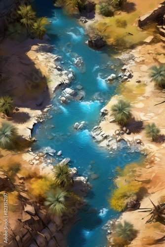 DnD Battlemap Mirages in the desert fool the eye with glistening water.