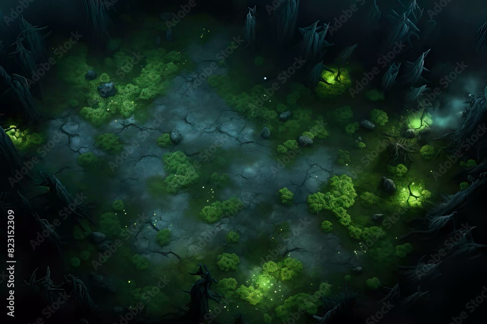 DnD Battlemap Moonshadow Forest Clearing - A Luminescent Glade.