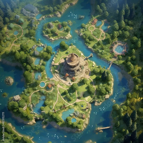DnD Battlemap Mystic Meadow - Heroic fantasy RPG landscape. © Fox