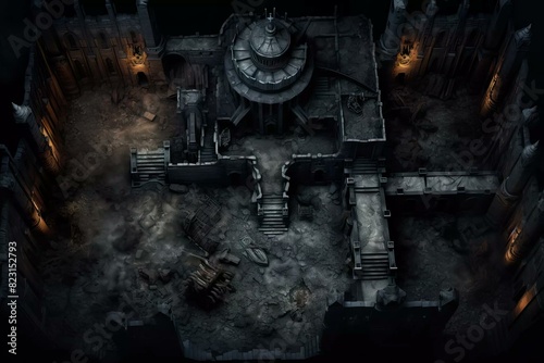 DnD Battlemap Dark Castle in a Demonic Realm with Candles.