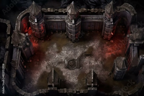 DnD Battlemap dark castle in a demonic realm.