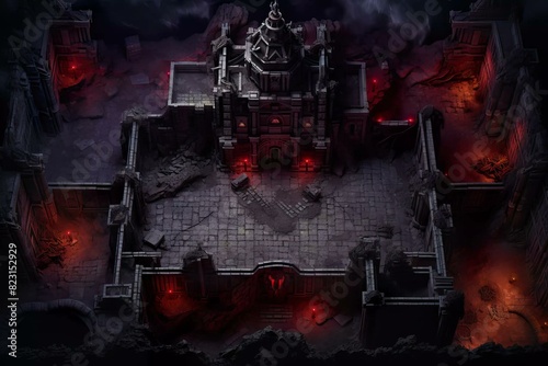 DnD Battlemap Dark Castle in a Demonic Realm with Chains.