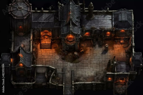 DnD Battlemap Dark Castle in a Demonic Realm.