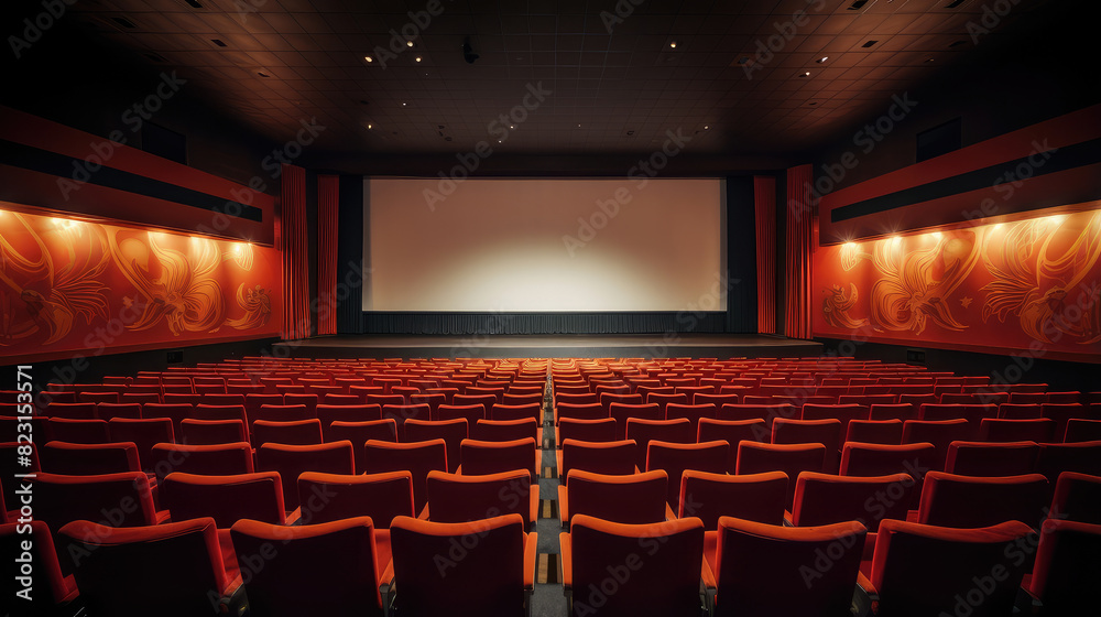 Fototapeta premium Premiere Night: An Empty Movie Theater Awaits