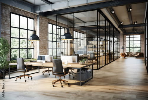 Stylish Modern Office Interior with Open Workspace Design