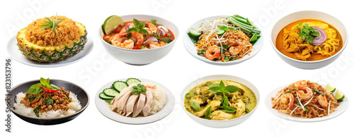 Famous Thai food png element set on transparent background