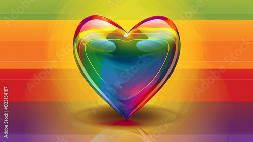 Wallpaper Mural Illustration of a heart in rainbow colors against a gradient pride flag background, space for text. Torontodigital.ca