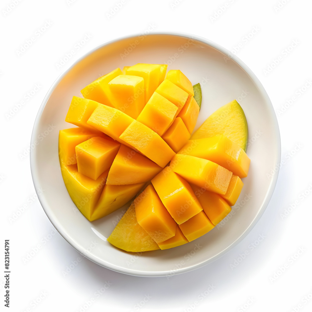 High angle view of mango slice High angle view of mango slice