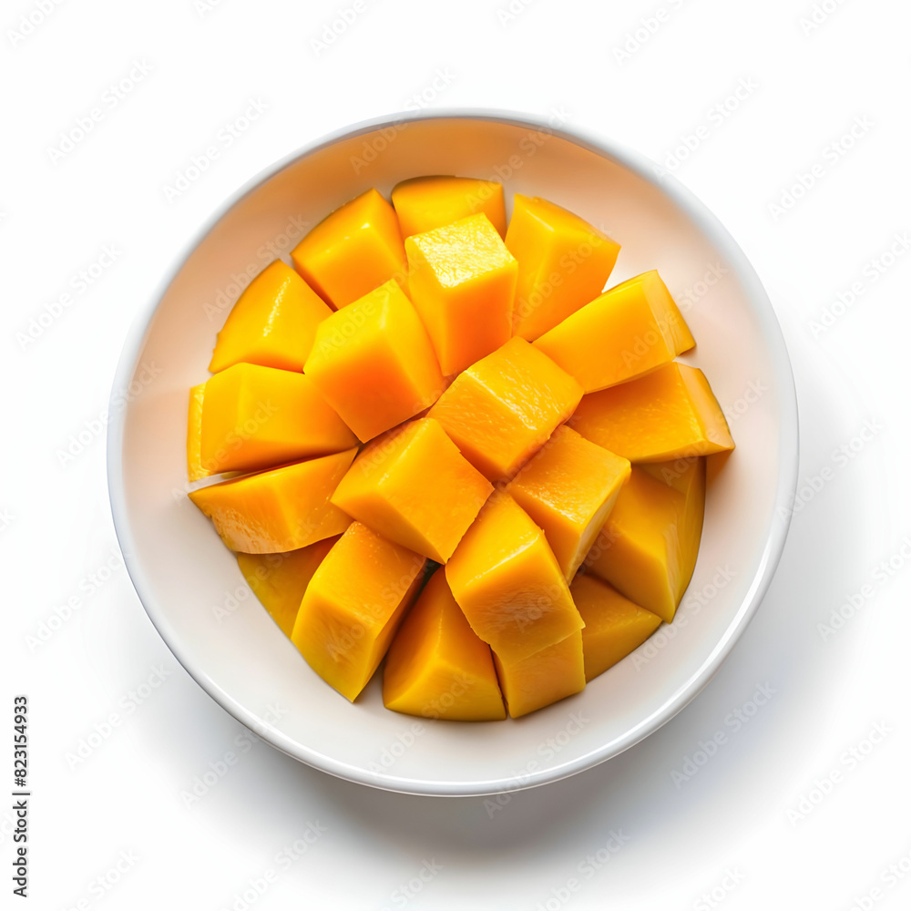 High angle view of mango slice