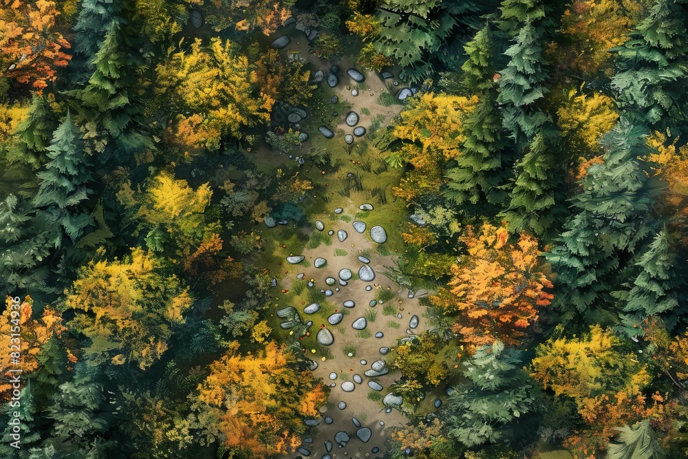 DnD Battlemap Shadow Forest Battlemap - A misty forest clearing with trees and a small stream. DnD Battlemap Shadow Forest Battlemap - A misty forest clearing with trees and a small stream.
