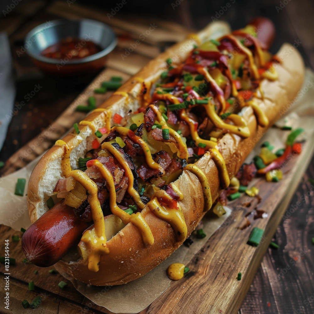 delicious hot dog with herbs delicious hot dog with herbs