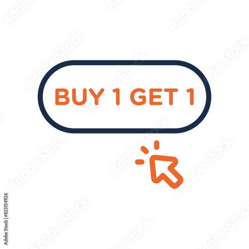 Vector buy 1 get 1 free logo sign template for promotion photo