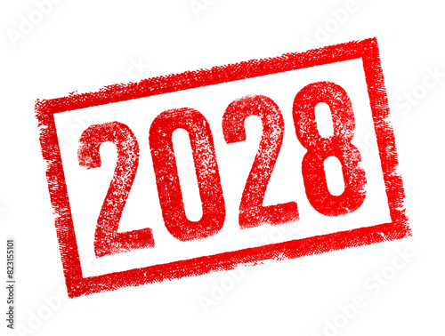 2028 text stamp - used as a point of reference in discussing future projections, goals, plans, or expectations, text concept background