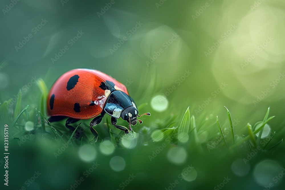 Obraz premium Red scarab on the leaves