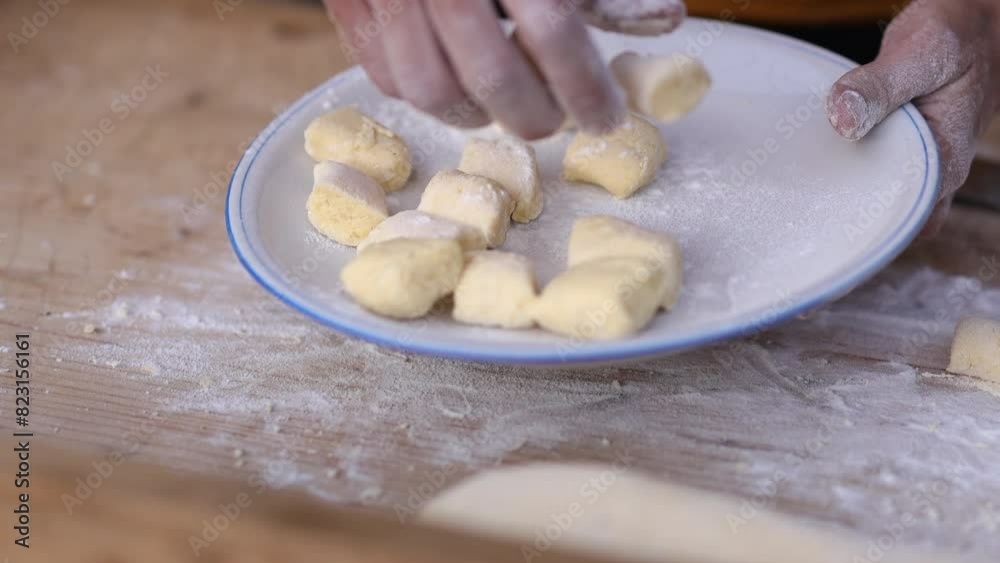 Female Hands Preparation Of Pumpkin Gnocchi Outdoors Series Female Hands Preparation Of Pumpkin Gnocchi Outdoors Series