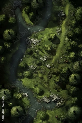 DnD Battlemap Wolf in Dense Woodlands  Enchanting Forest Scenery.