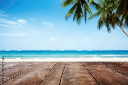 Tropical Beach Paradise with Wooden Platform