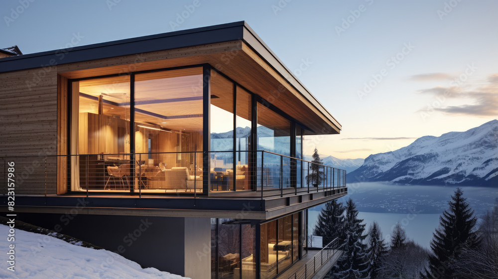 Luxurious Mountain Retreat Overlooking Snowy Peaks