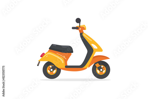 Yellow Electric Scooter with Seat. Vector illustration design.