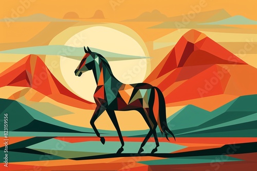 a horse in front of mountains