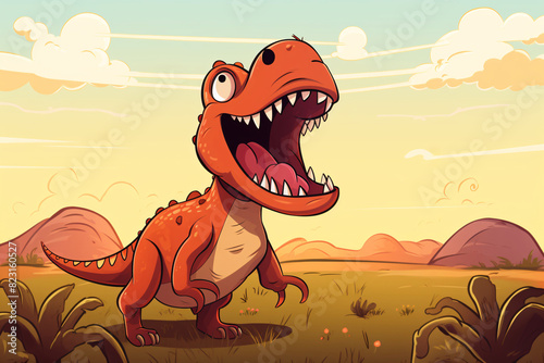 cartoon dinosaur in a field