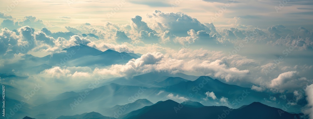 Serene Sunrise Over Misty Mountain Peaks Serene Sunrise Over Misty Mountain Peaks