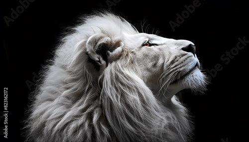 White Lion Profile Showing Regal and Majestic Pose