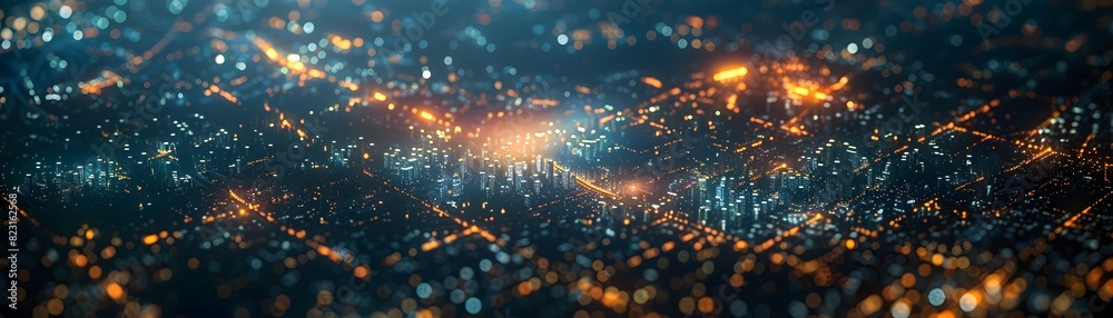 Obraz premium Captivating Aerial View of Vibrant Urban Sprawl Patterns with Intricate Interplay of Lights and Structures