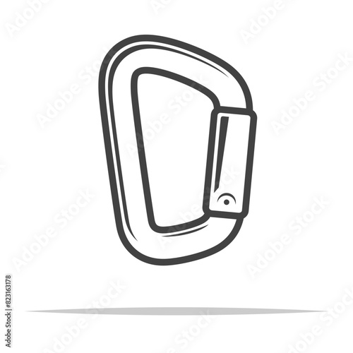 Climbing carabiner outline icon transparent vector isolated