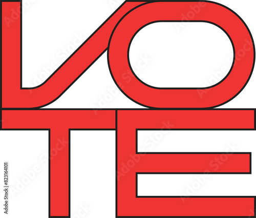Vote Vector Editable Stacked Text Design