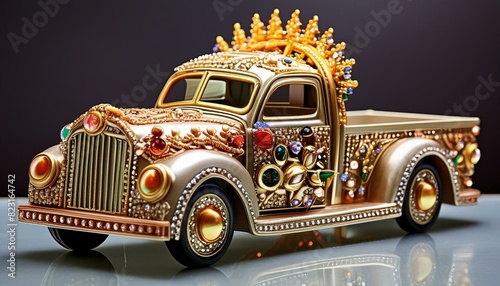 create a car on the theme of truck art, must be decorated with precious ornaments,voiture, auto, automobile, véhicule, transport, voiture, vieux, auto, millésime, rétro, automobile, classique
