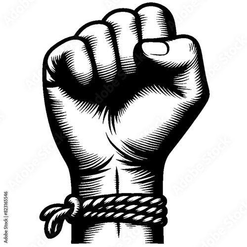 Silhouette of a demonstrator's fist