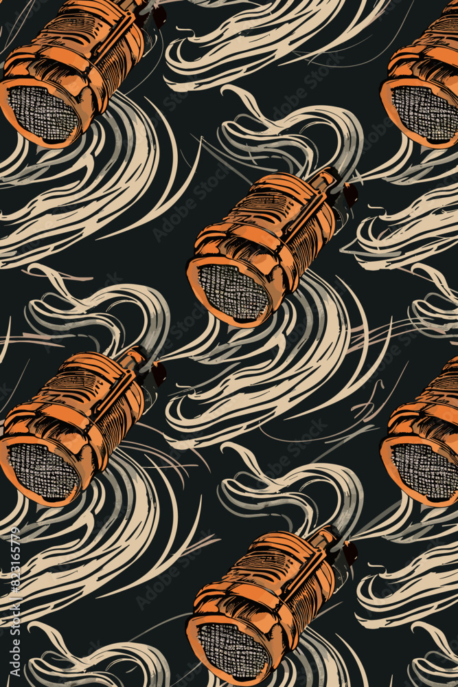 Microphones and Sound Waves Seamless Pattern, Musical Texture Printable Wallpaper Decor