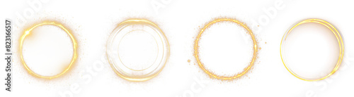 Circle light effect png element set on transparent background