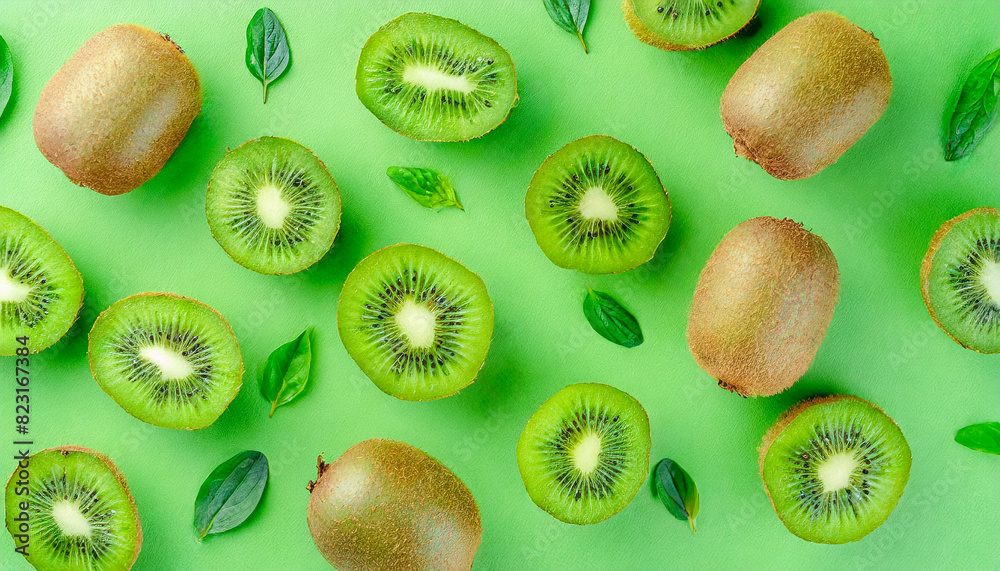 Fototapeta premium Kiwifruit image taken from overhead
